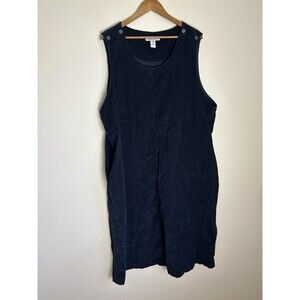 Serengeti Womens Black Corduroy Jumper Dress Size 2X Midi Prairie Peasant Modest
